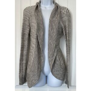 Vanity Womens Large Brown/ Gray Open Front Cardigan Sweater Knit Long Sleeve